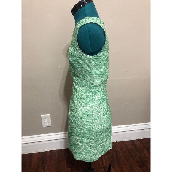Milly | “Coco” Sleeveless Sheath Dress in Green Abstract Brushed Print | Size 0 - Picture 5 of 6